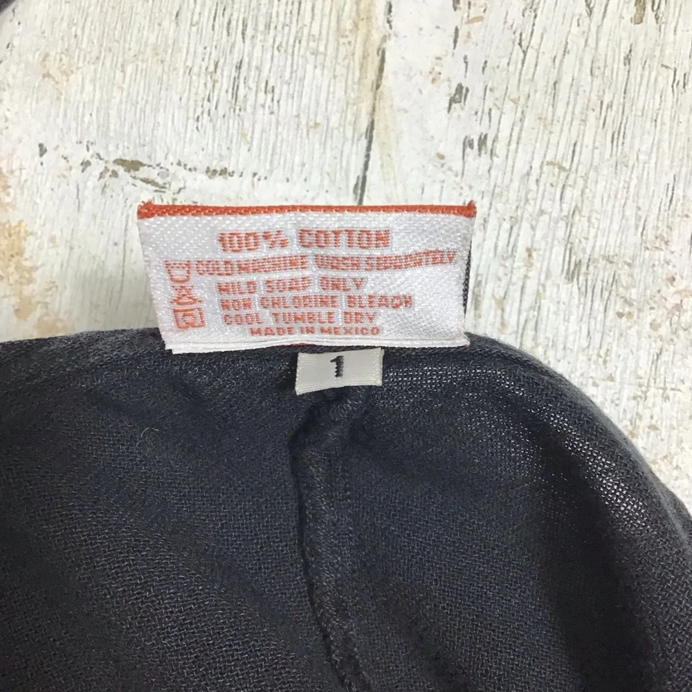 Oh My Gauze! Black Button Up Long Tunic Style Top Lagenlook Size 1 US 6-10 - Picture 6 of 8